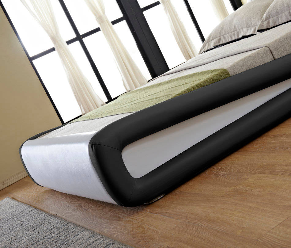 Beds Hazlo Gabriela Modern Curve Style Faux Leather Bed Base (Double, Queen and King) was